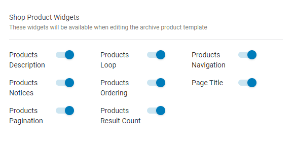 shop product widgets