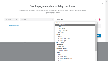 singular option of visibility conditions settings