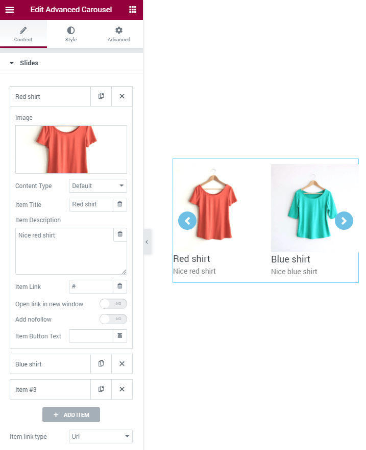 Advanced Carousel Slides section