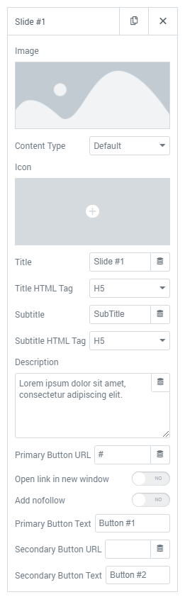 Slider widget single item