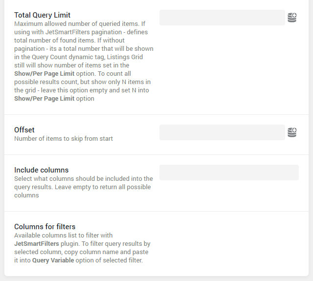 the second part of the sql query settings