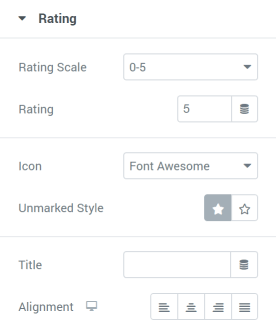 Star Rating widget settings