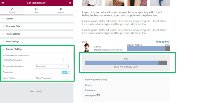 field summary enabled