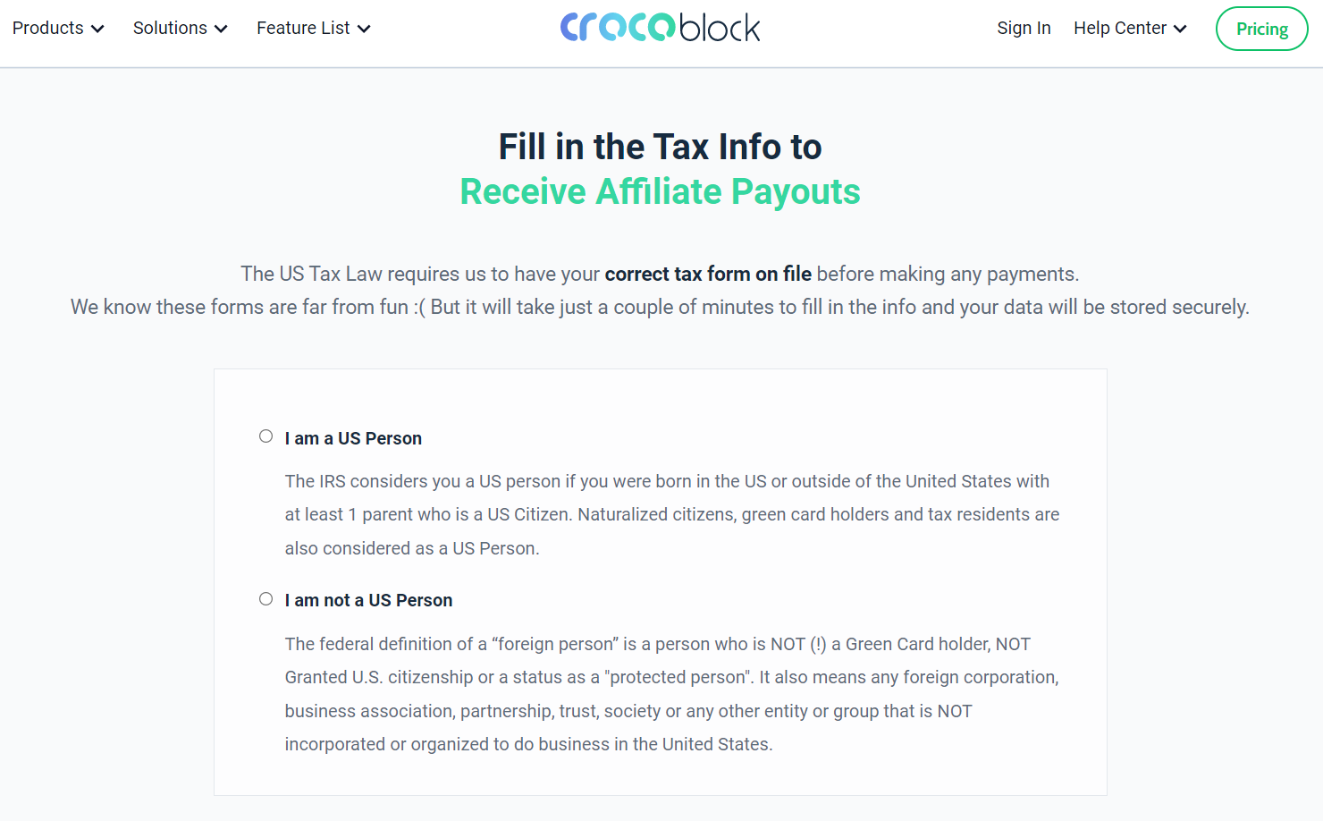 fill in the crocoblock tax form