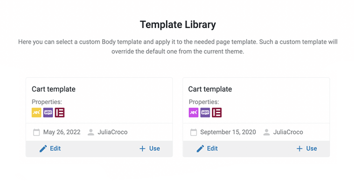 cart template in jetthemecore