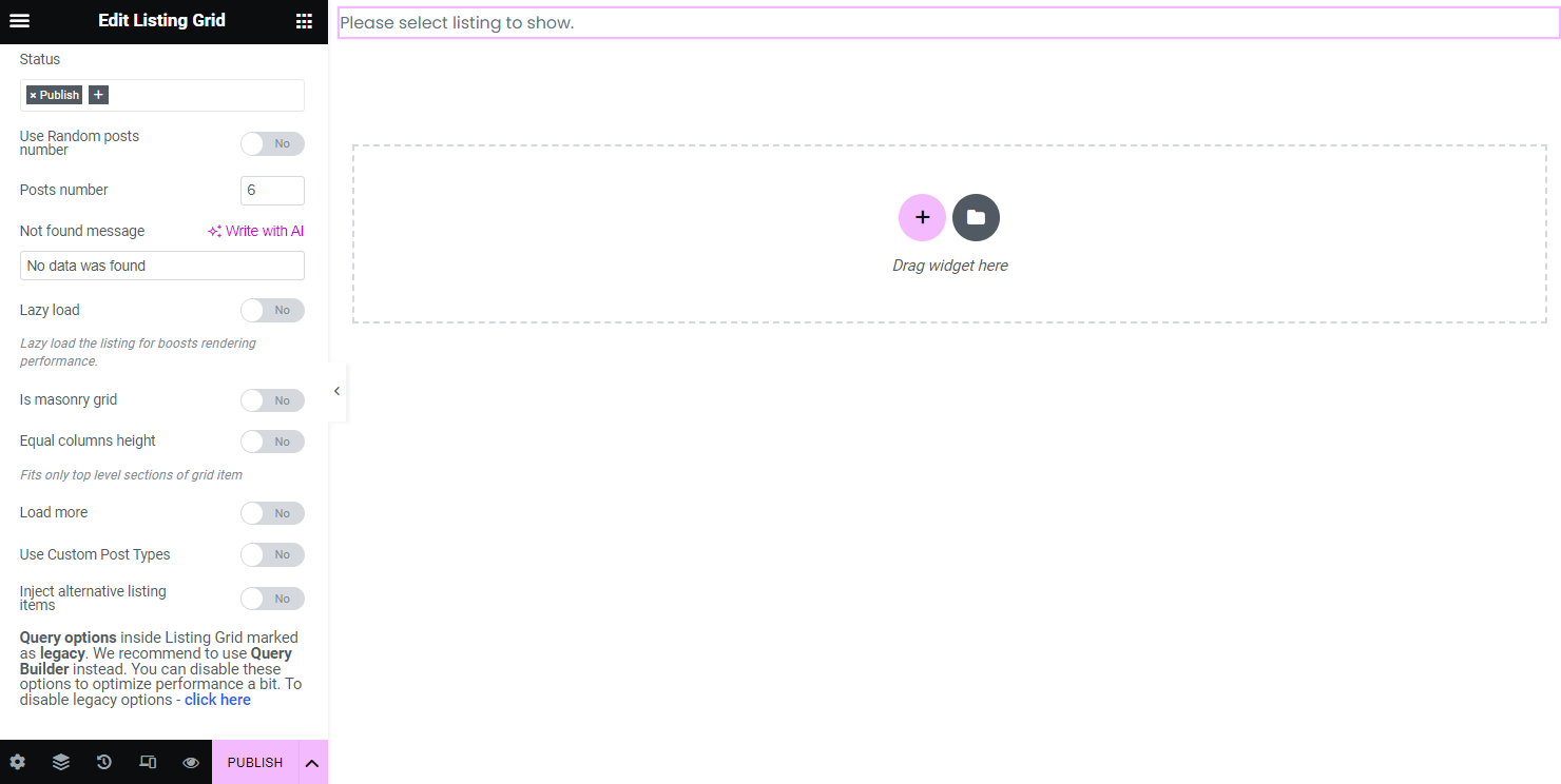 the second part of the listing grid general settings