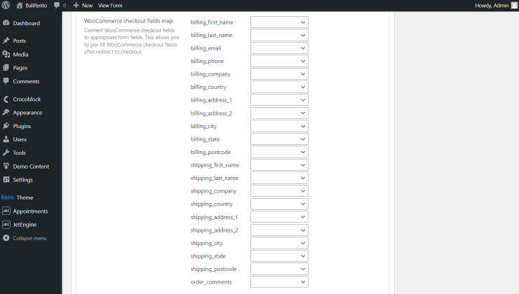 woocommerce checkout fields map