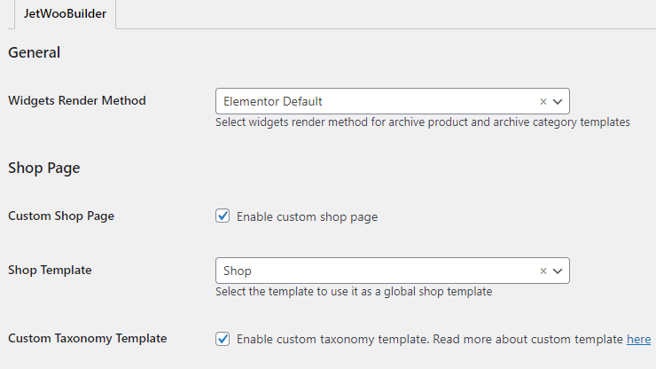 WooCommerce settings