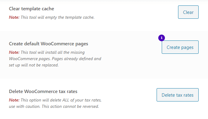 create woocommerce pages by default