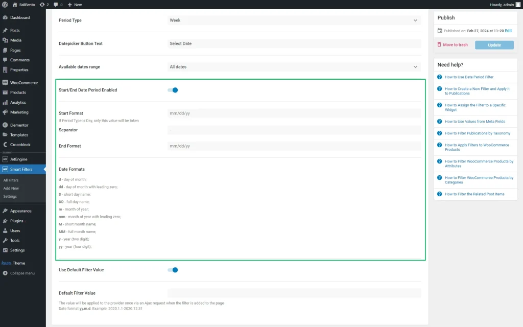 start and date period enabled toggle