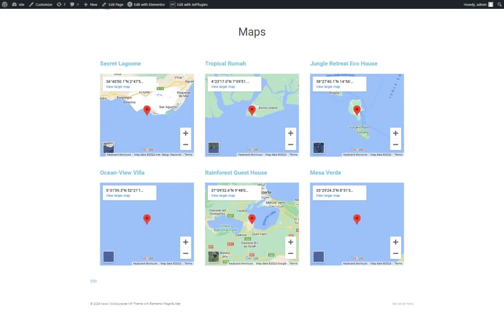 the map field on the front end