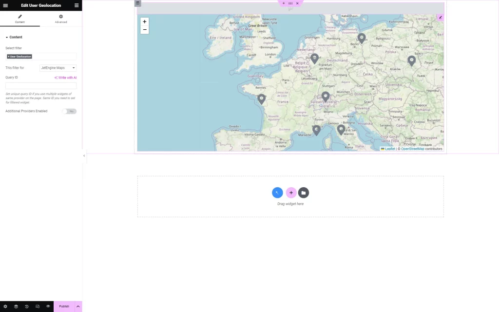 user geolocation filter widget in elementor