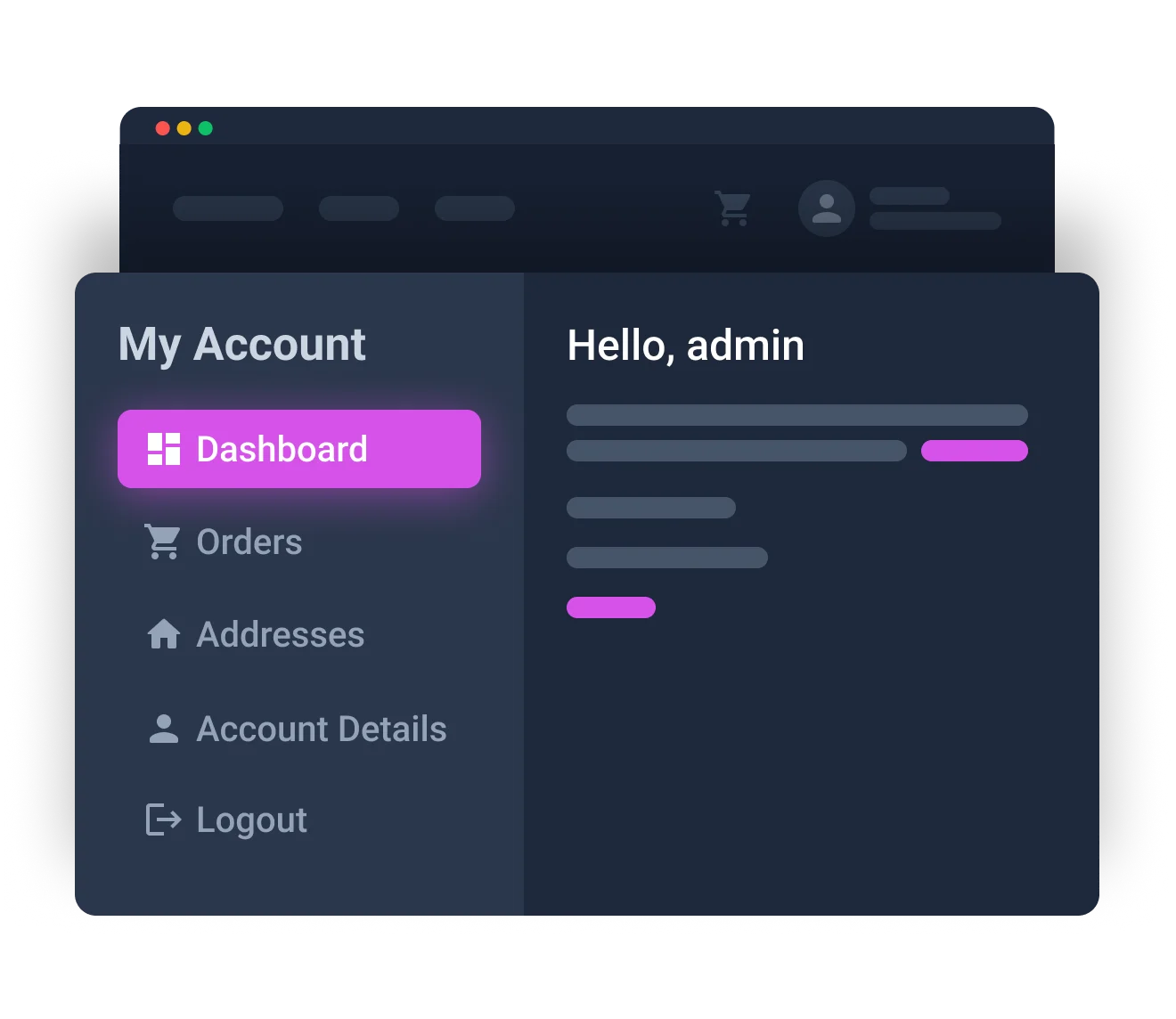 account dashboard