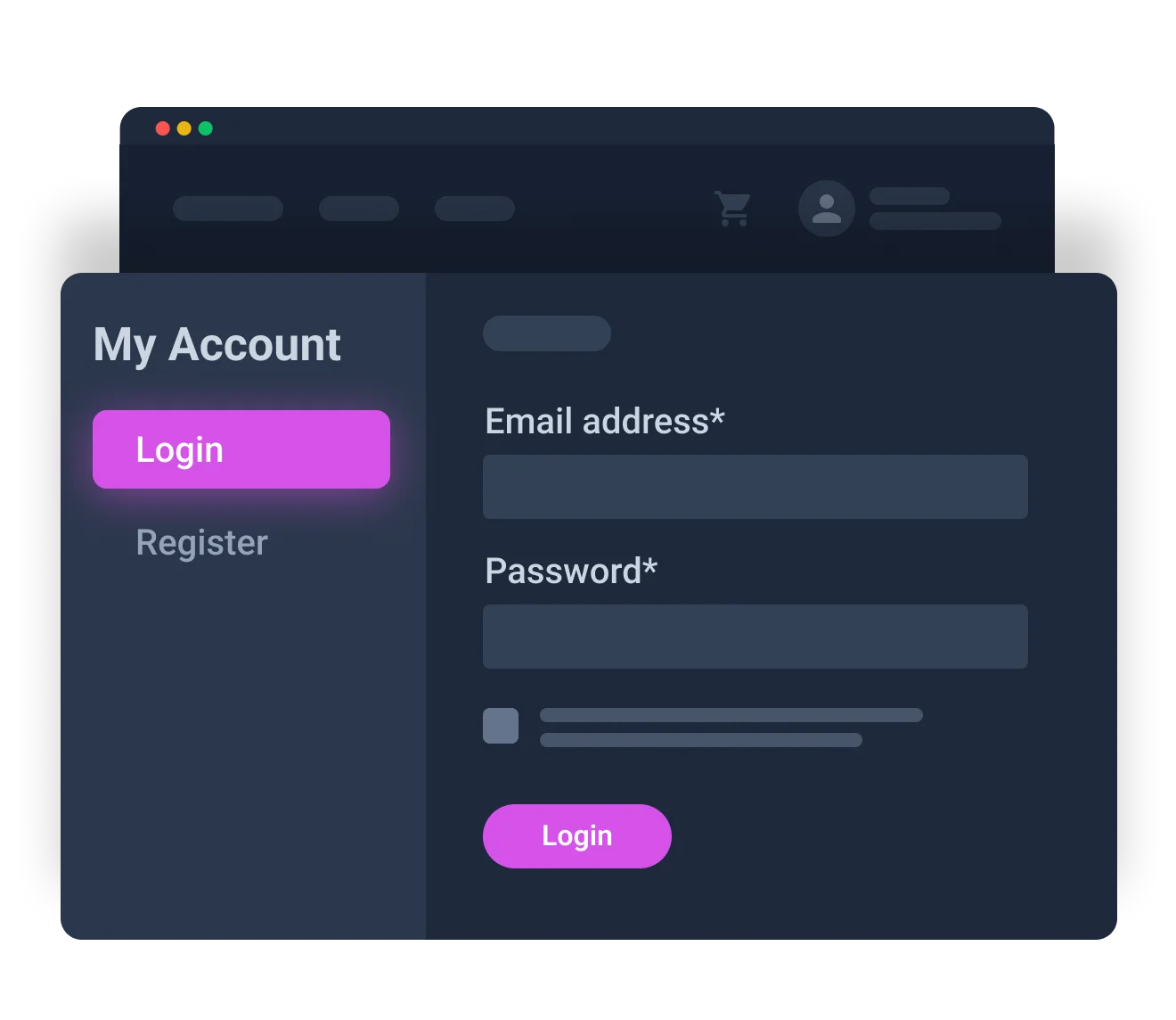 account login form widget